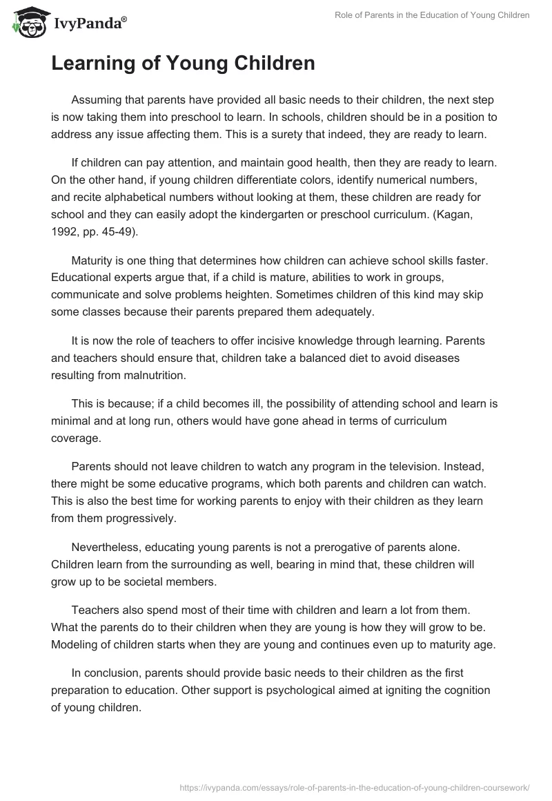 Role of Parents in the Education of Young Children. Page 5