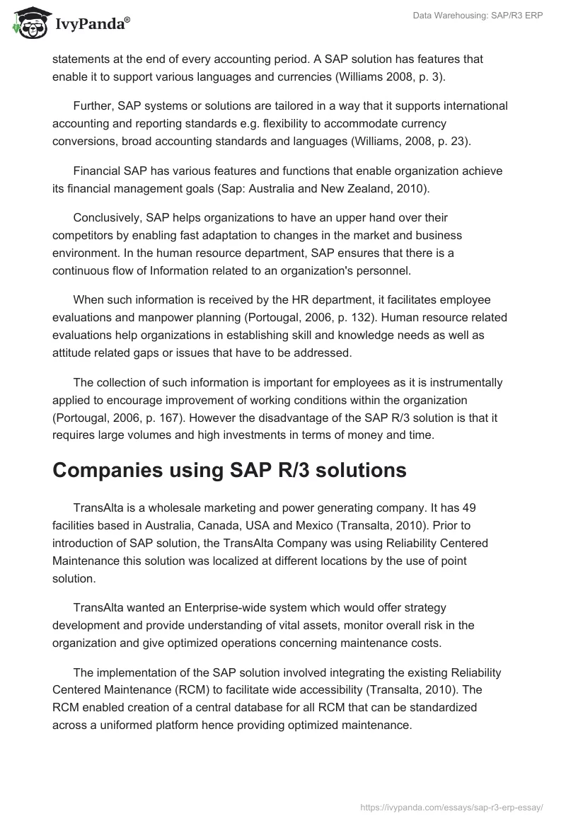 Data Warehousing: SAP/R3 ERP. Page 3