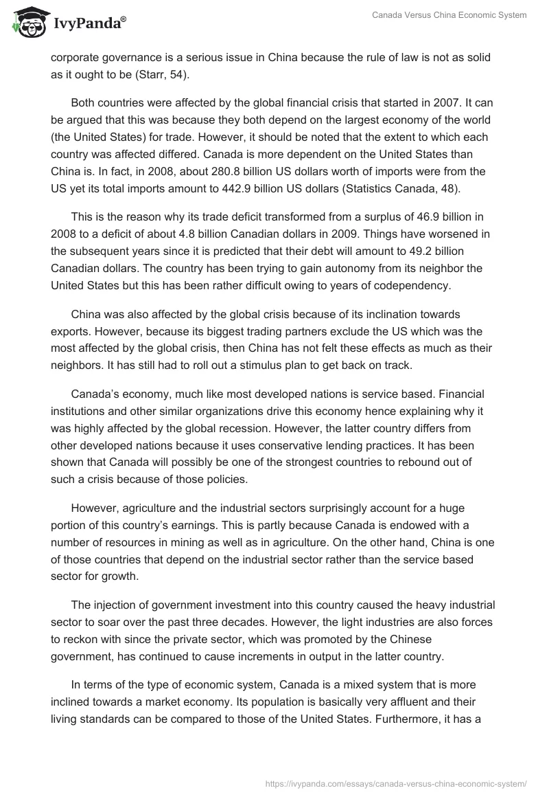 Canada Versus China Economic System. Page 2