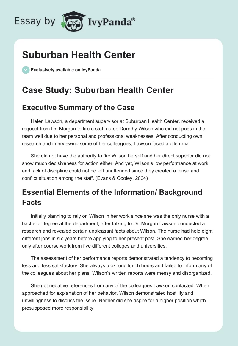 Suburban Health Center. Page 1