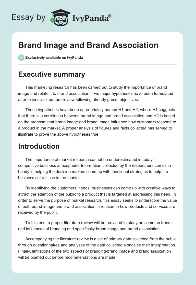 Brand Image and Brand Association. Page 1
