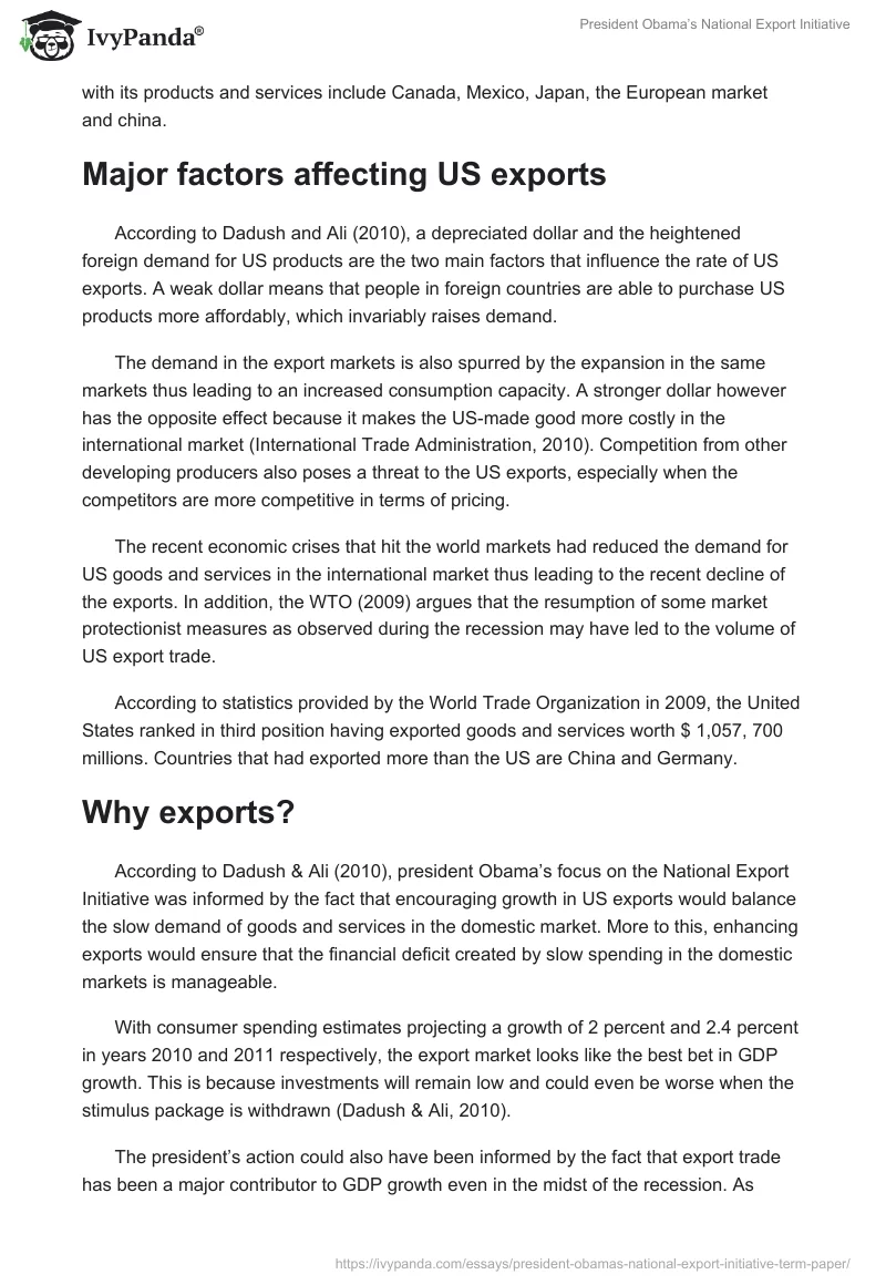 President Obama’s National Export Initiative. Page 5
