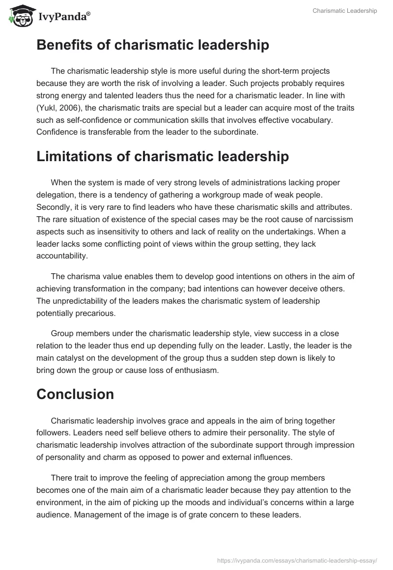 Charismatic Leadership. Page 5