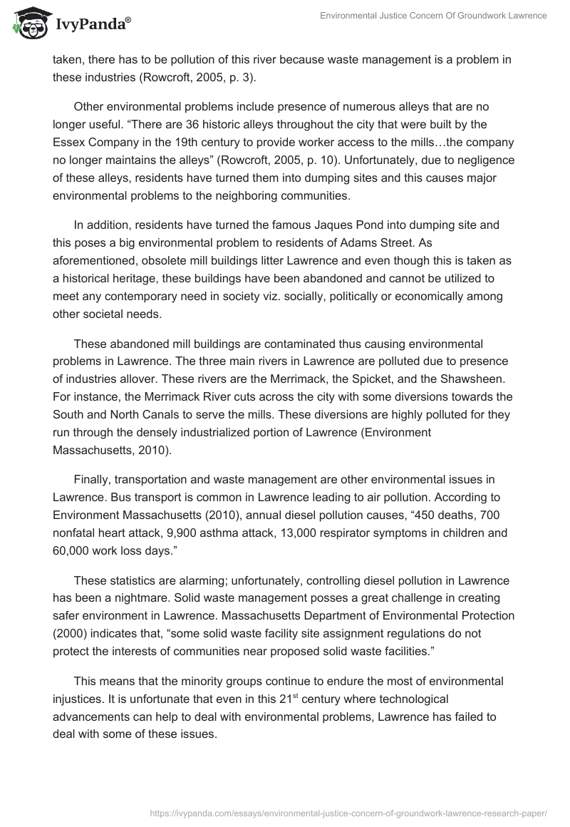 Environmental Justice Concern Of Groundwork Lawrence. Page 3