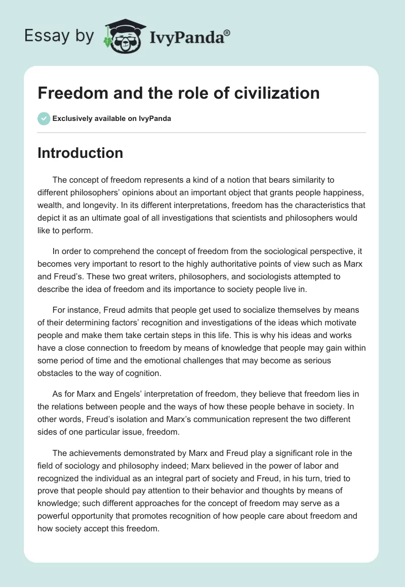 Freedom and the Role of Civilization. Page 1