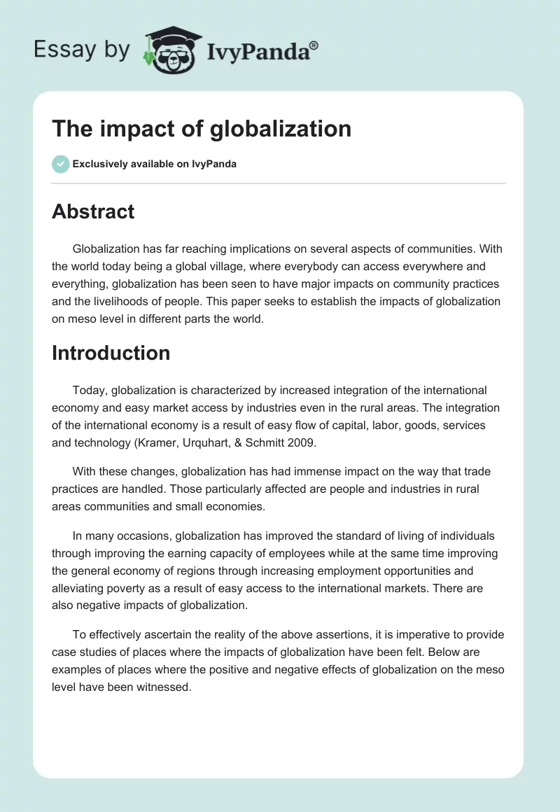The impact of globalization. Page 1