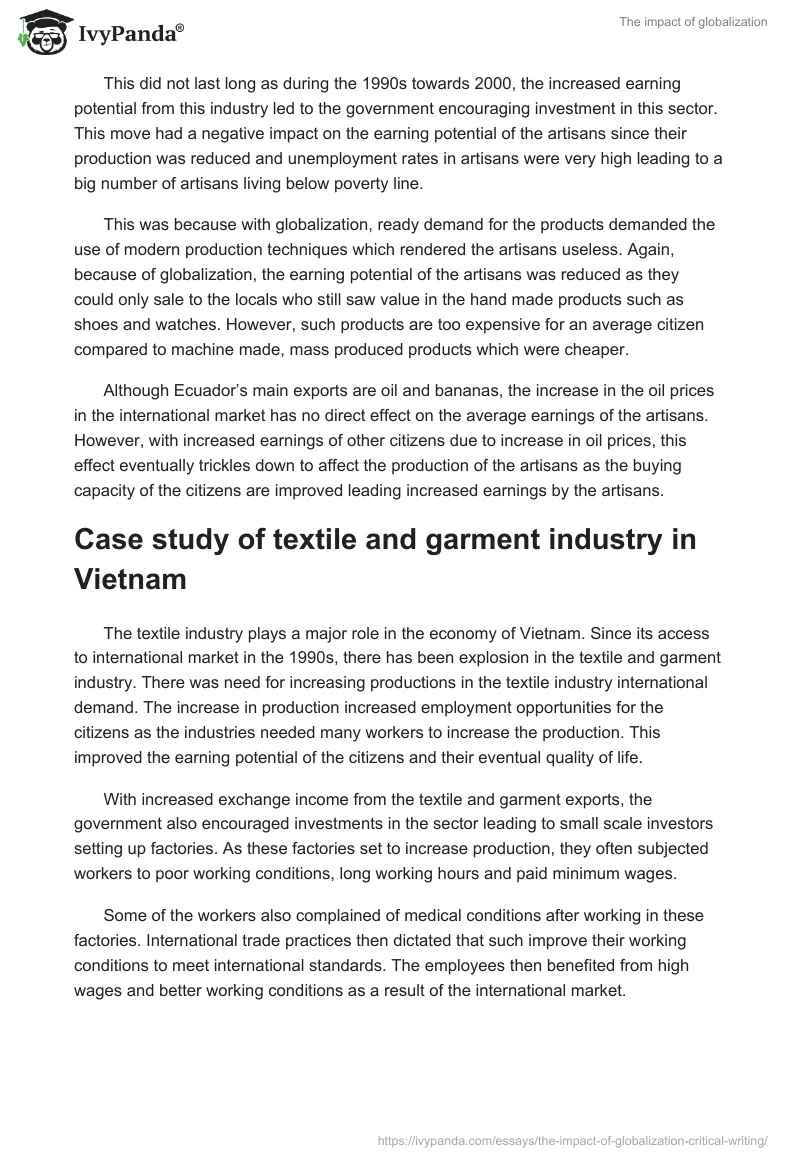The impact of globalization. Page 3