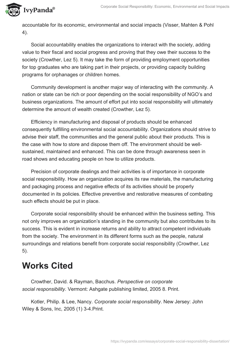 Corporate Social Responsibility: Economic, Environmental and Social Impacts. Page 2