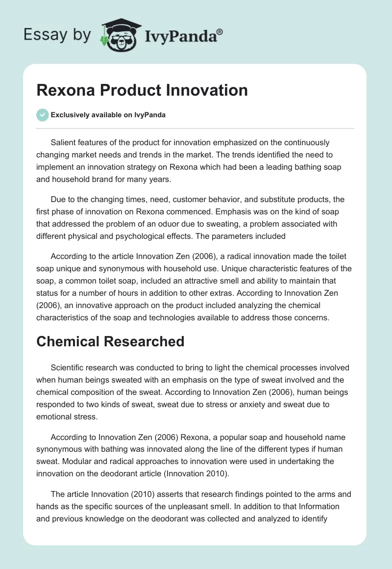 Rexona Product Innovation. Page 1
