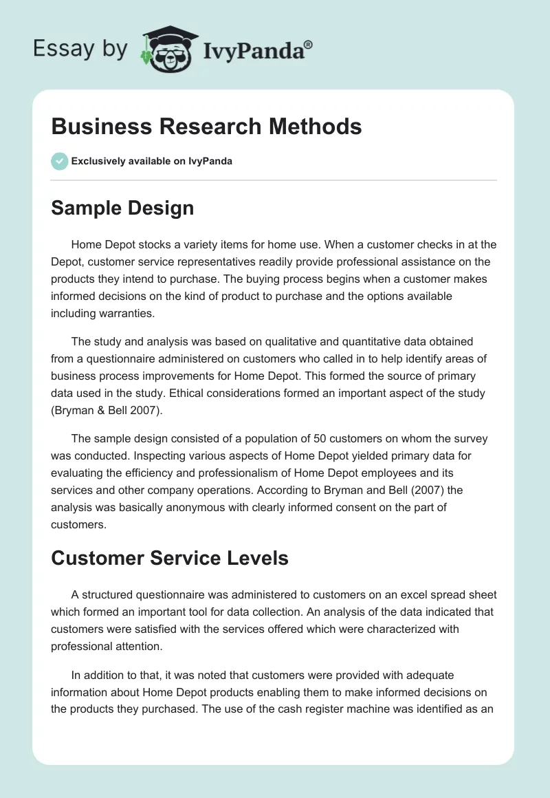 Business Research Methods. Page 1