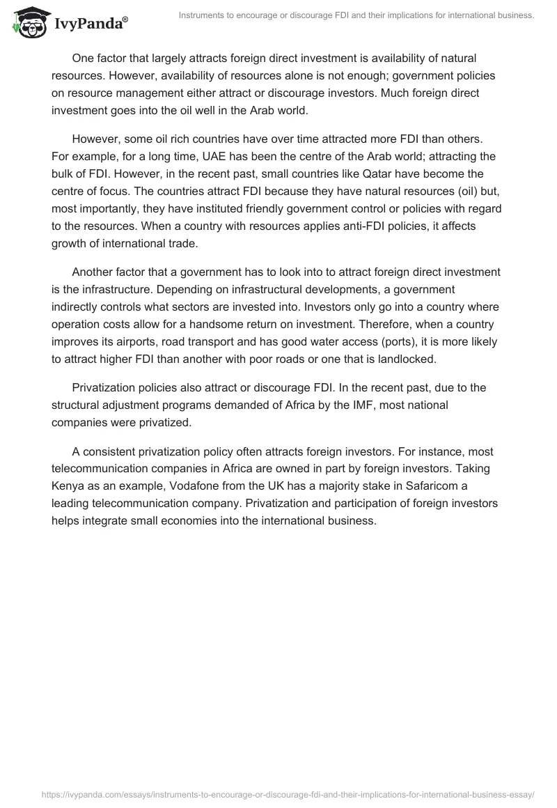 Instruments to Encourage or Discourage Fdi and Their Implications for International Business.. Page 2