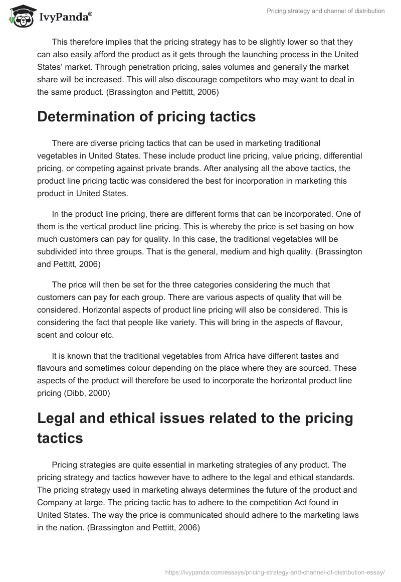 Pricing Strategy and Channel of Distribution. Page 2