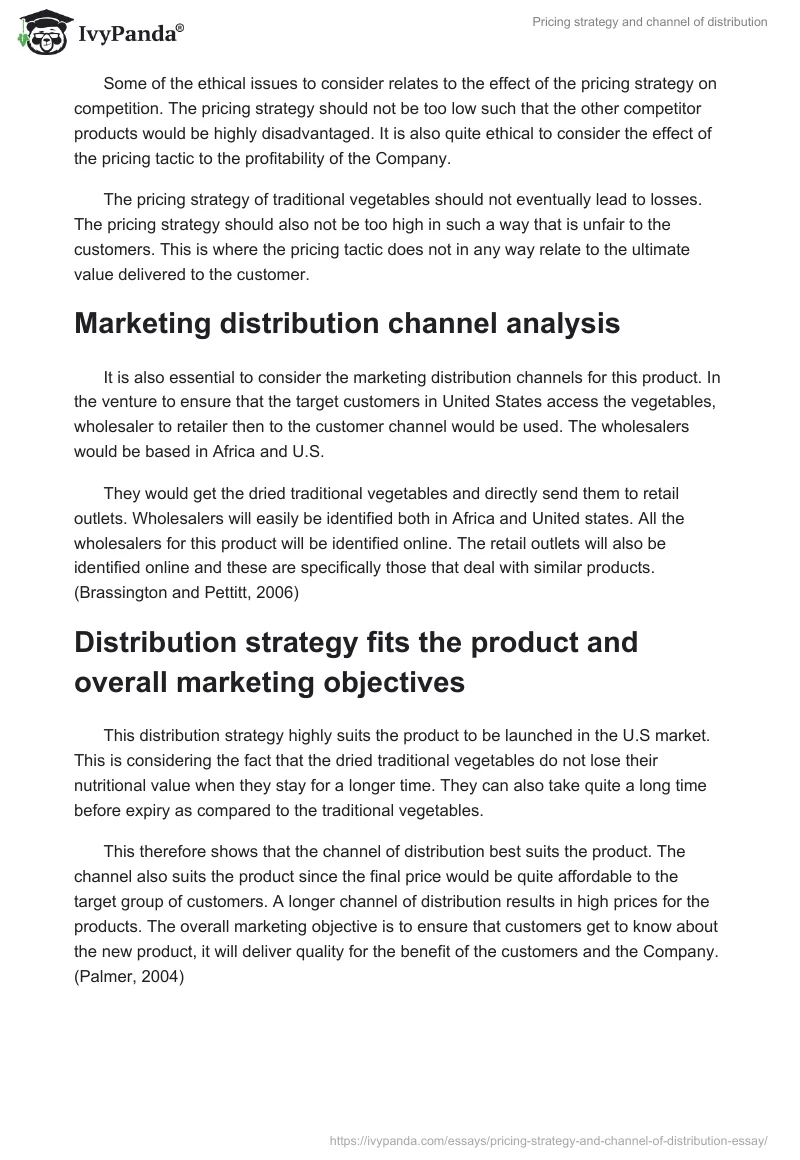 Pricing Strategy and Channel of Distribution. Page 3