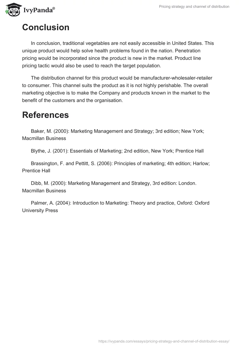 Pricing Strategy and Channel of Distribution. Page 4