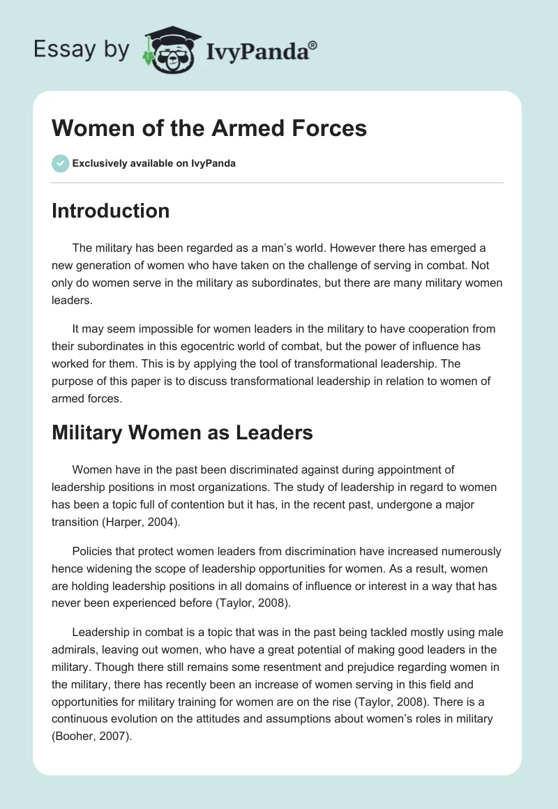 Women of the Armed Forces. Page 1
