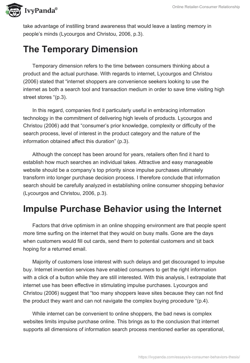 Online Retailer-Consumer Relationship. Page 5