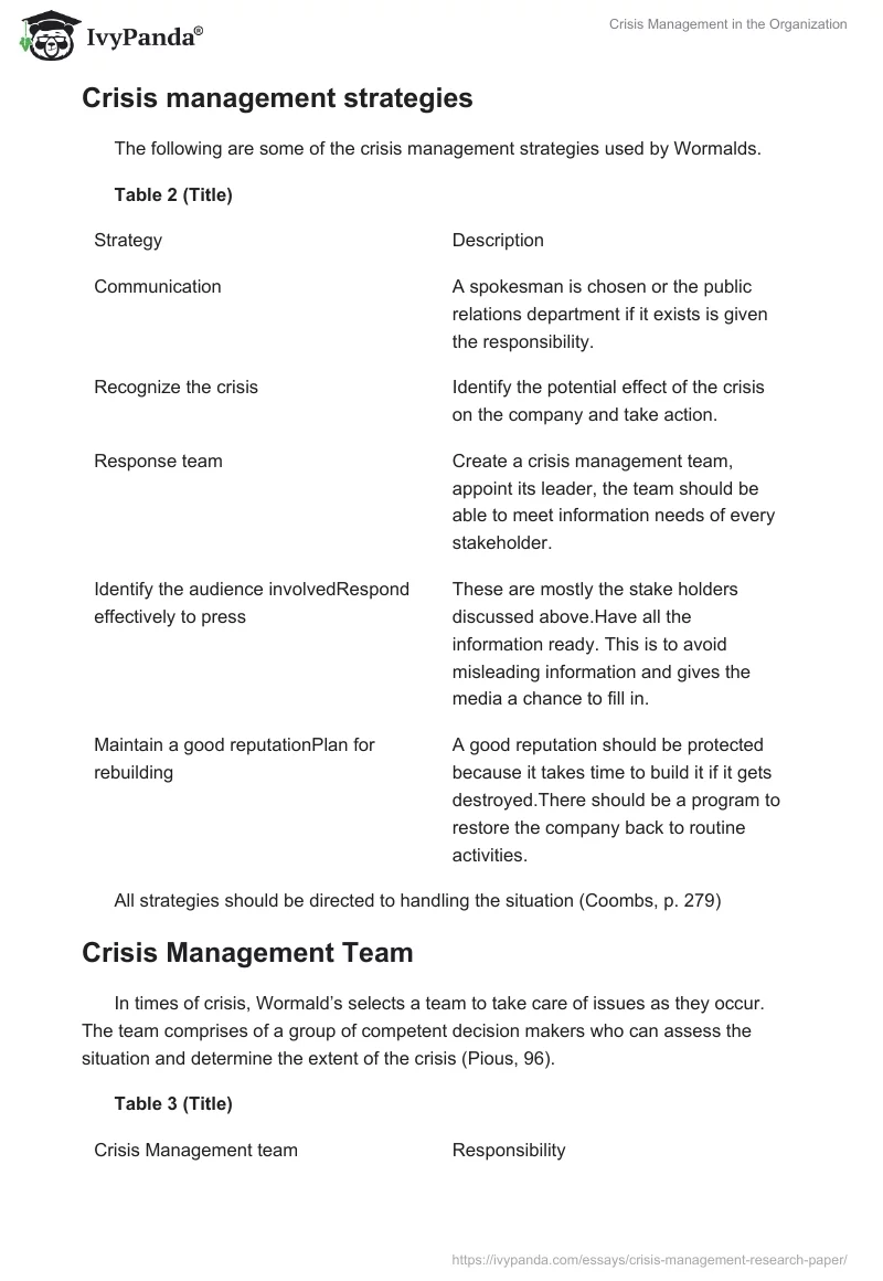 Crisis Management in the Organization. Page 3