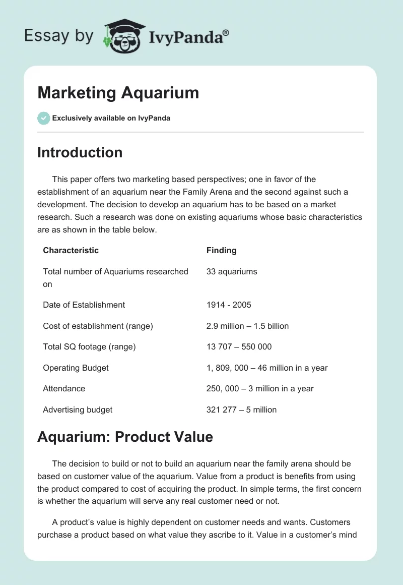 Marketing Aquarium. Page 1