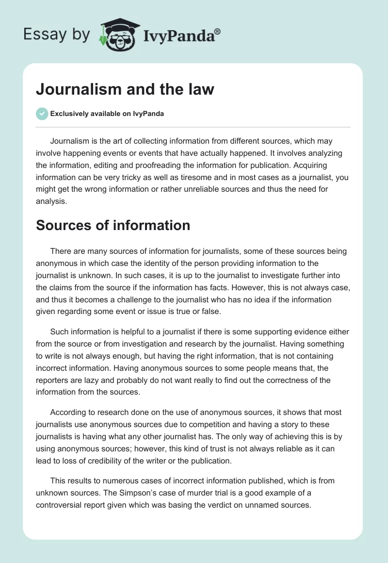 Journalism and the law. Page 1