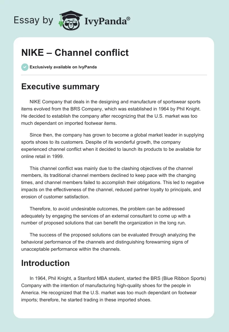 NIKE – Channel Conflict. Page 1
