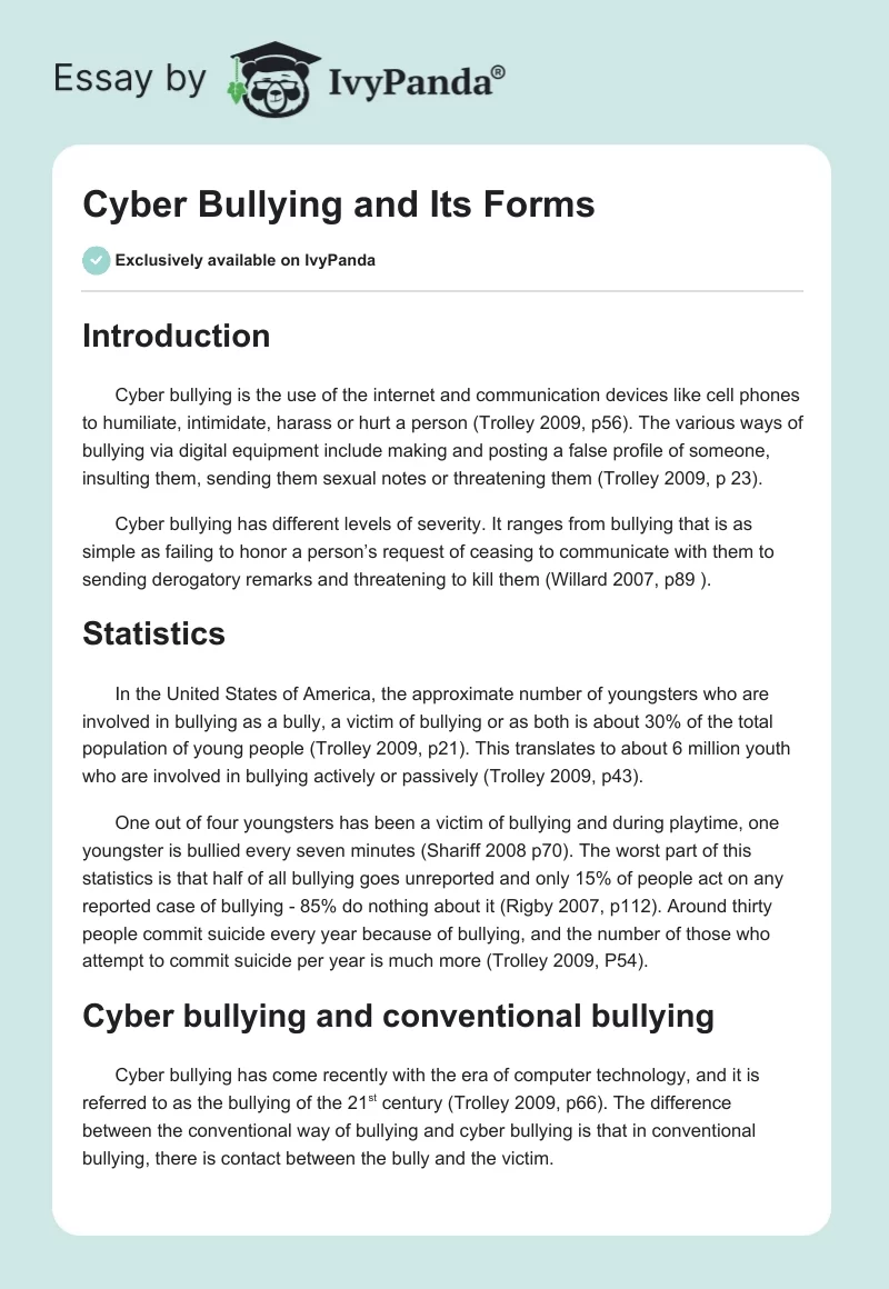 Cyber Bullying and Its Forms. Page 1