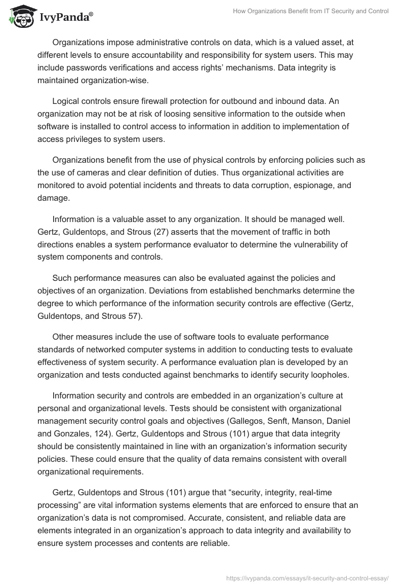 How Organizations Benefit from IT Security and Control. Page 2