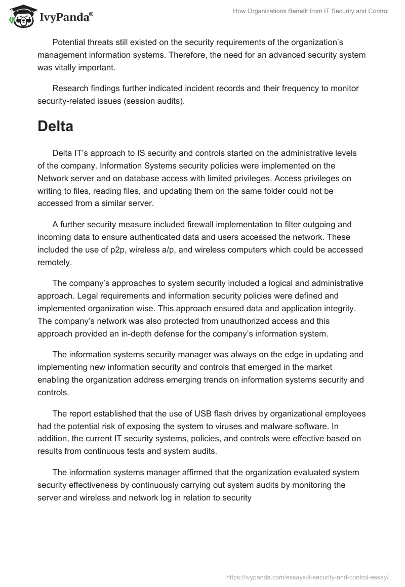 How Organizations Benefit from IT Security and Control. Page 4