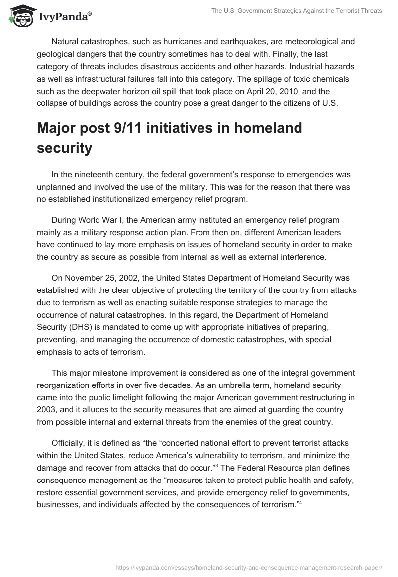 The U.S. Government Strategies Against the Terrorist Threats. Page 3