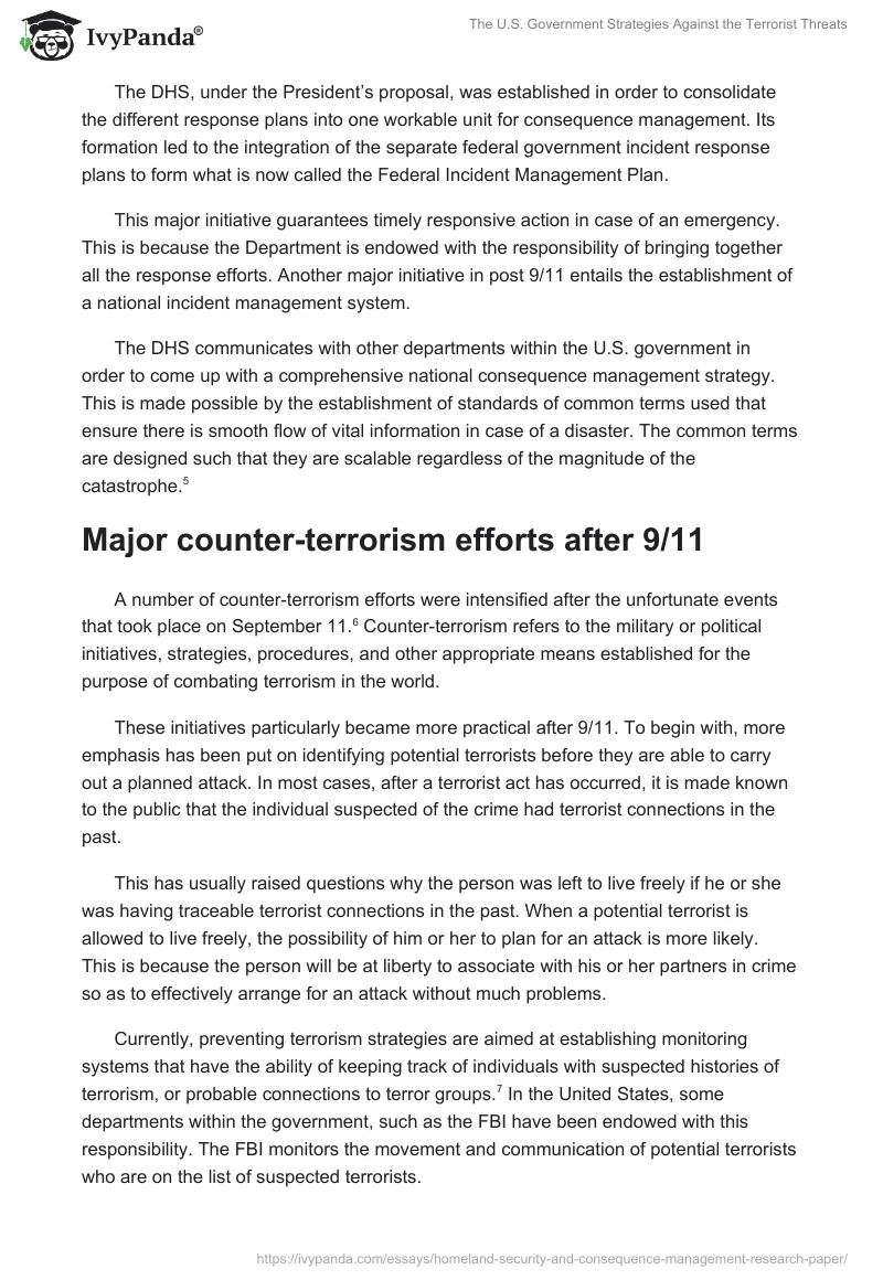 The U.S. Government Strategies Against the Terrorist Threats. Page 4