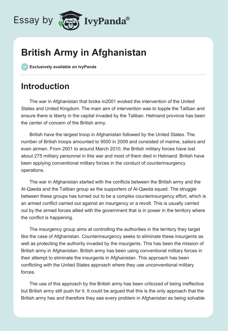 British Army in Afghanistan. Page 1