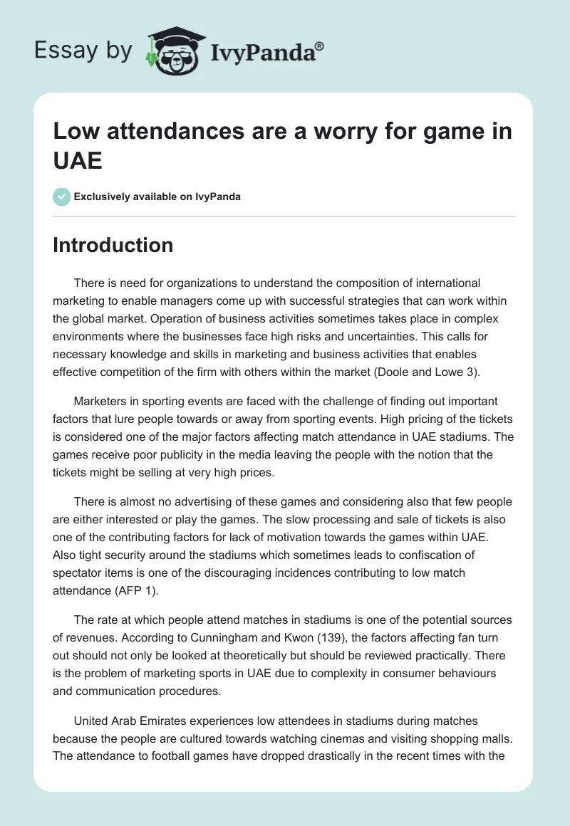 Low attendances are a worry for game in UAE. Page 1