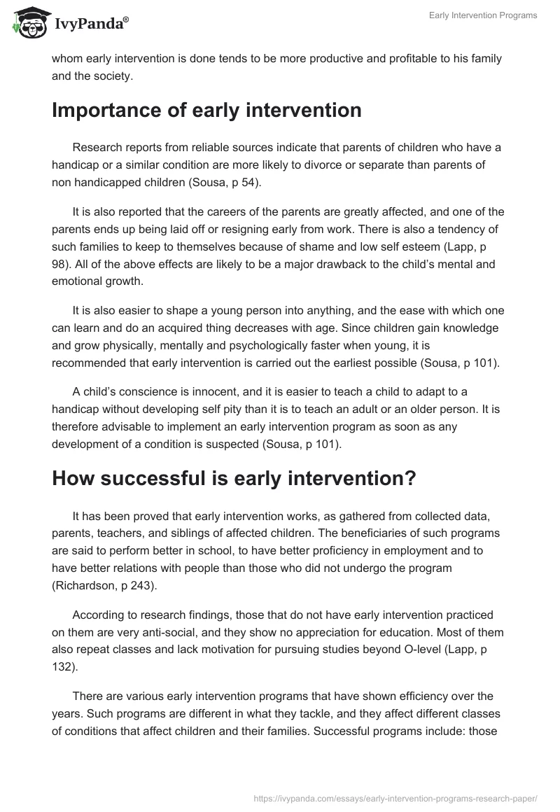 Early Intervention Programs. Page 2