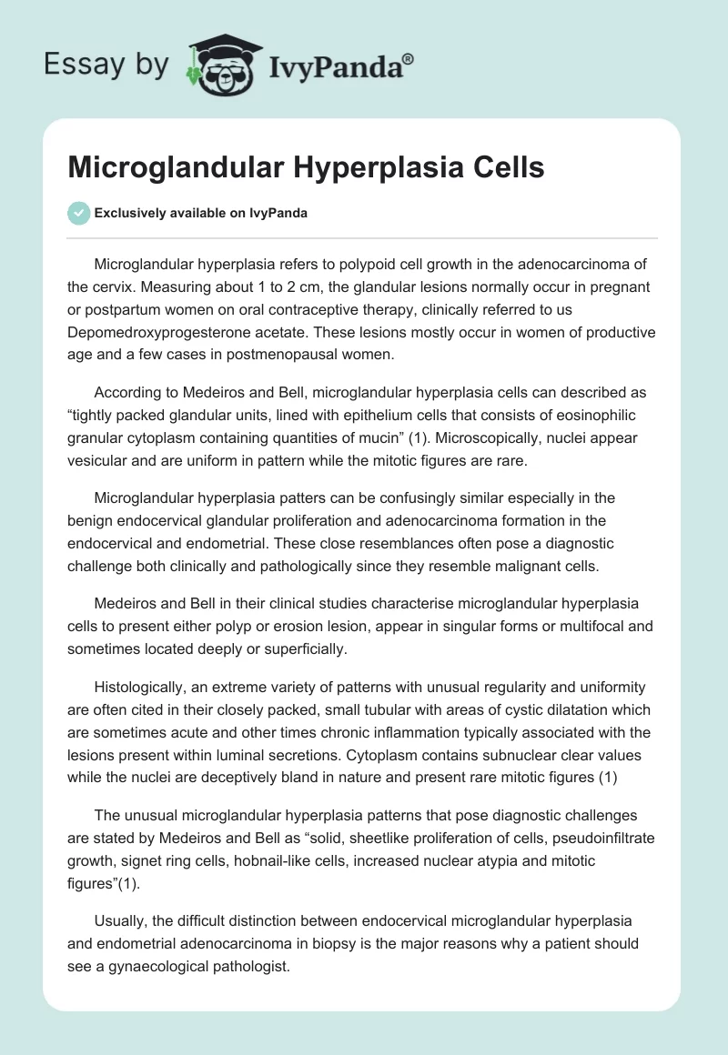 Microglandular Hyperplasia Cells. Page 1