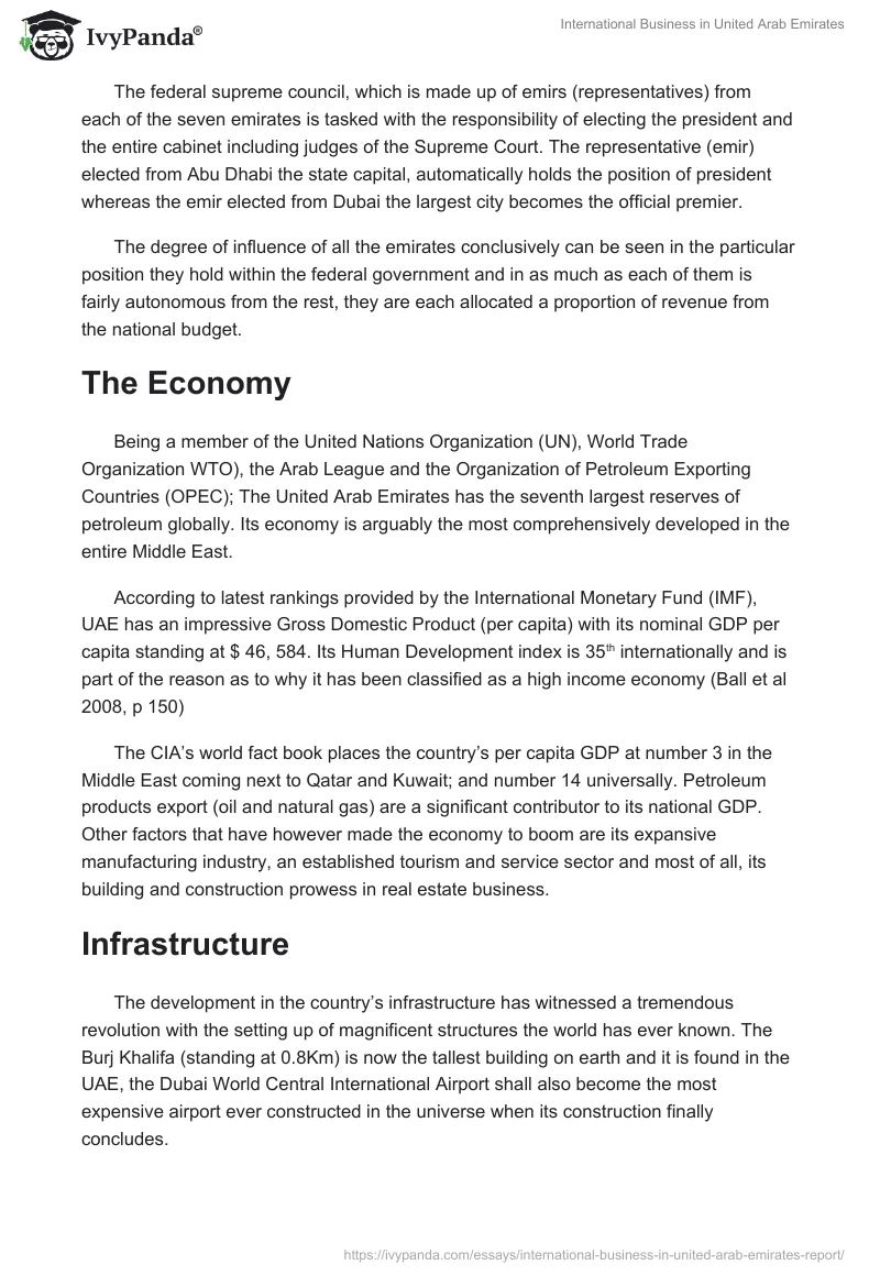 International Business in United Arab Emirates. Page 2