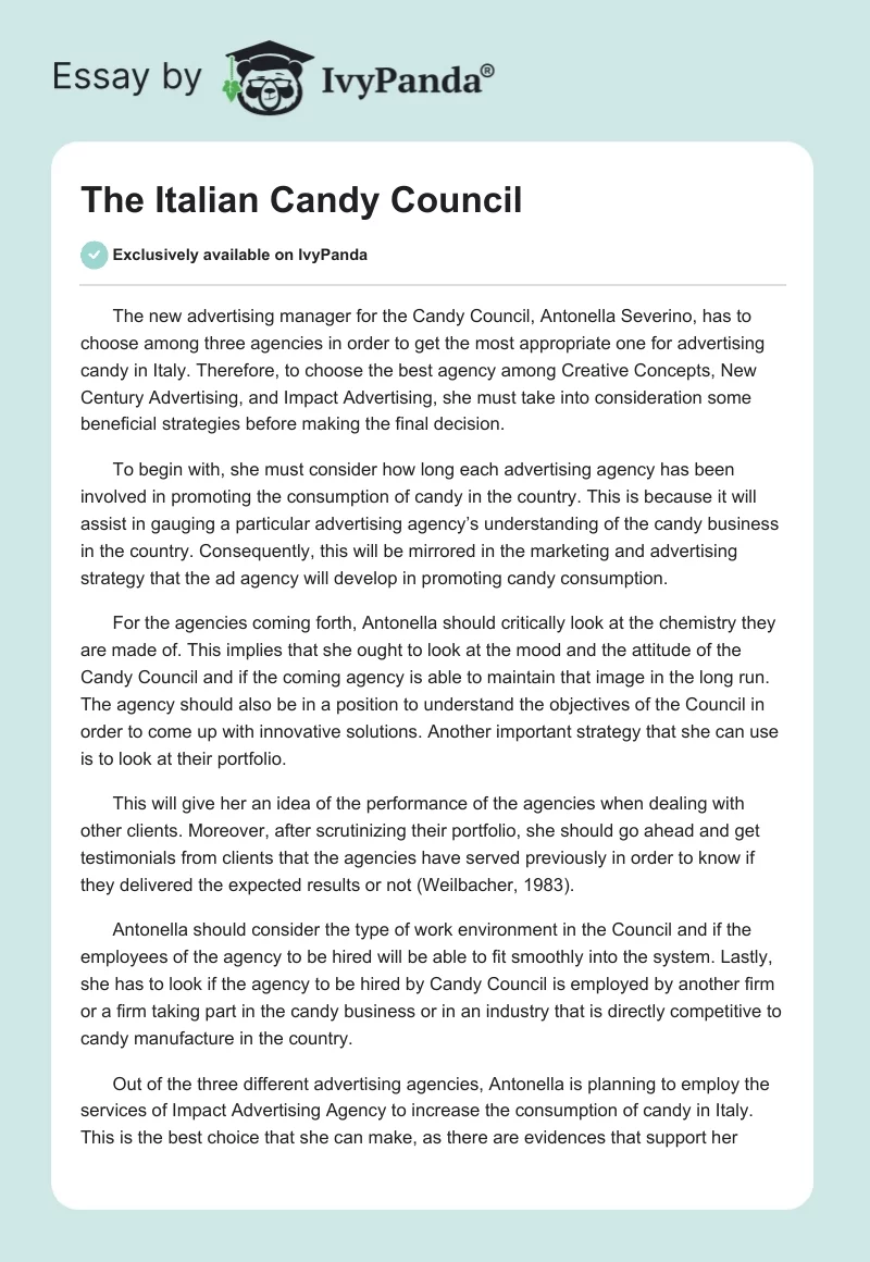 The Italian Candy Council. Page 1