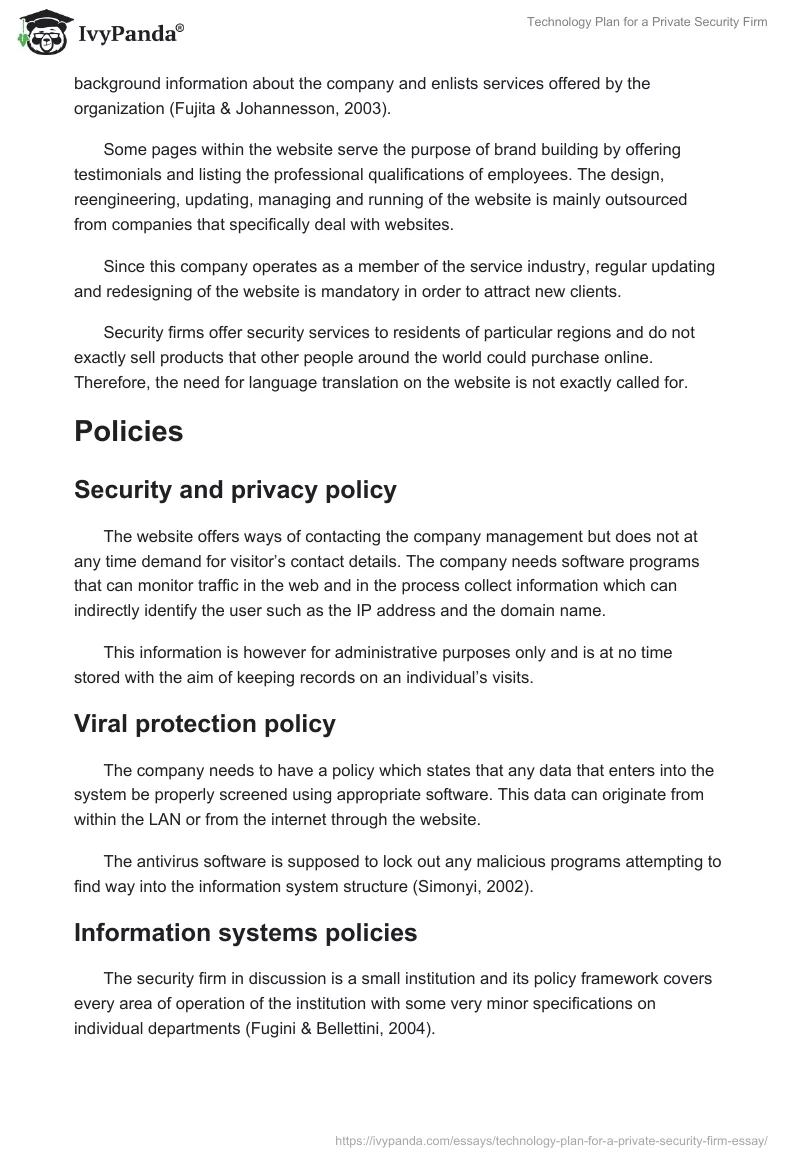 Technology Plan for a Private Security Firm. Page 3