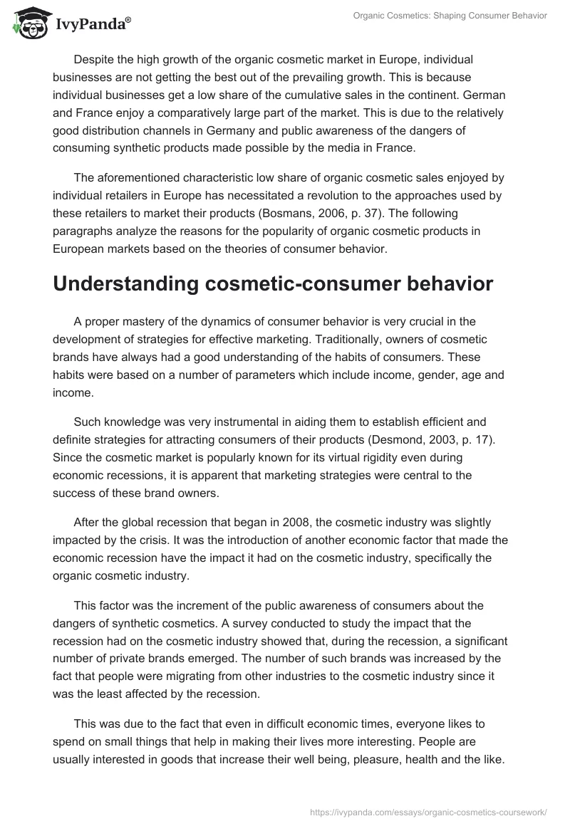 Organic Cosmetics: Shaping Consumer Behavior. Page 2