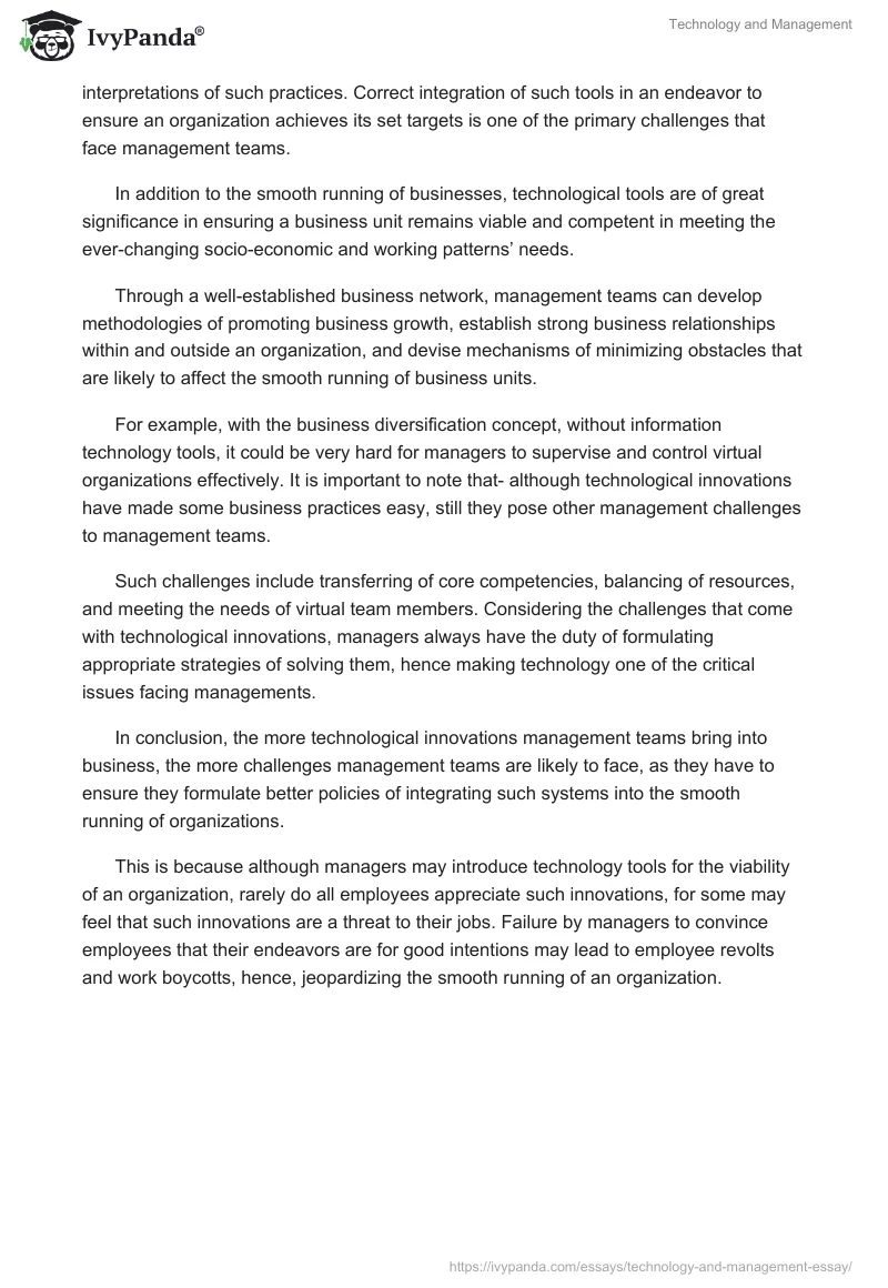 Technology and Management. Page 2