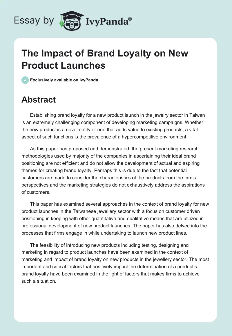 The Impact of Brand Loyalty on New Product Launches. Page 1