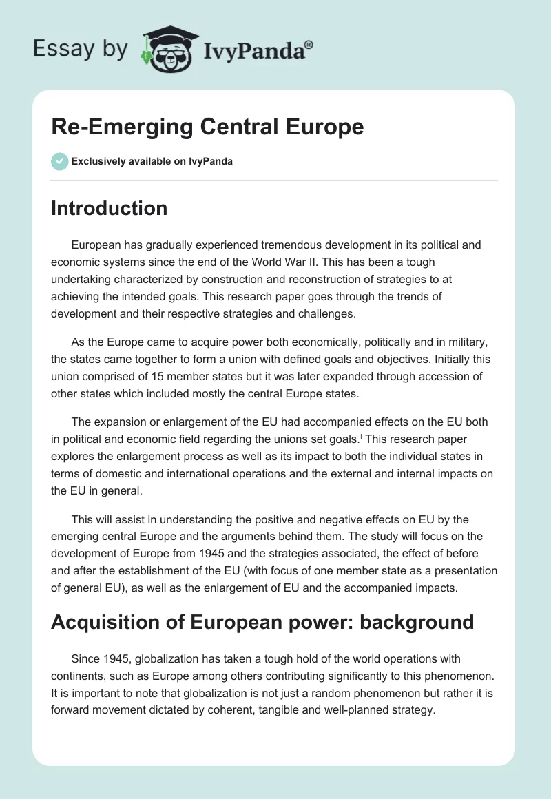 Re-Emerging Central Europe. Page 1