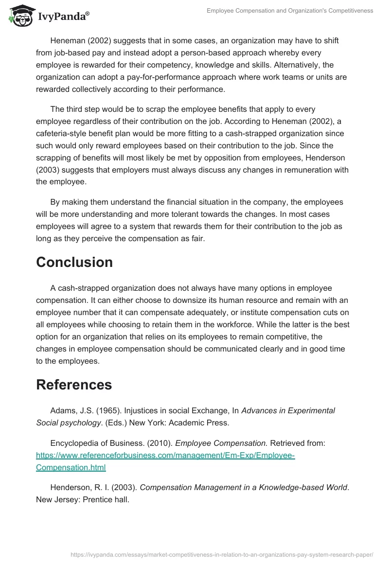 Employee Compensation and Organization's Competitiveness. Page 3