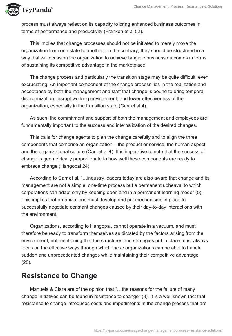 Change Management: Process, Resistance & Solutions. Page 4