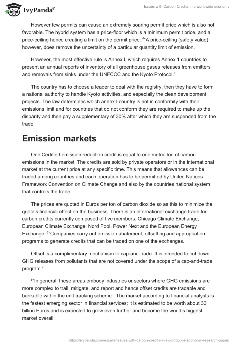 Issues with Carbon Credits in a worldwide economy. Page 4