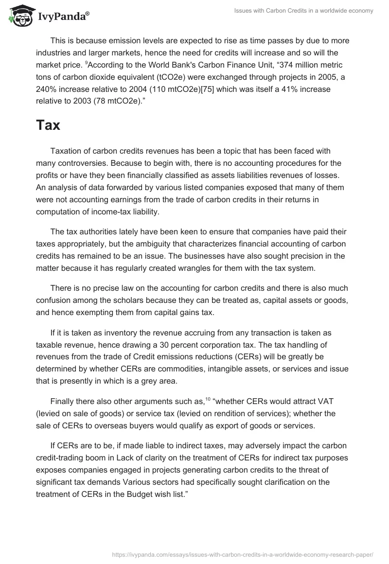 Issues with Carbon Credits in a worldwide economy. Page 5