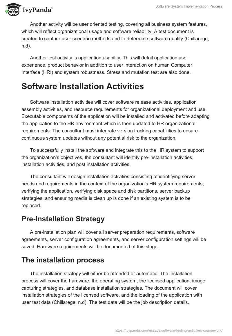 Software System Implementation Process. Page 2