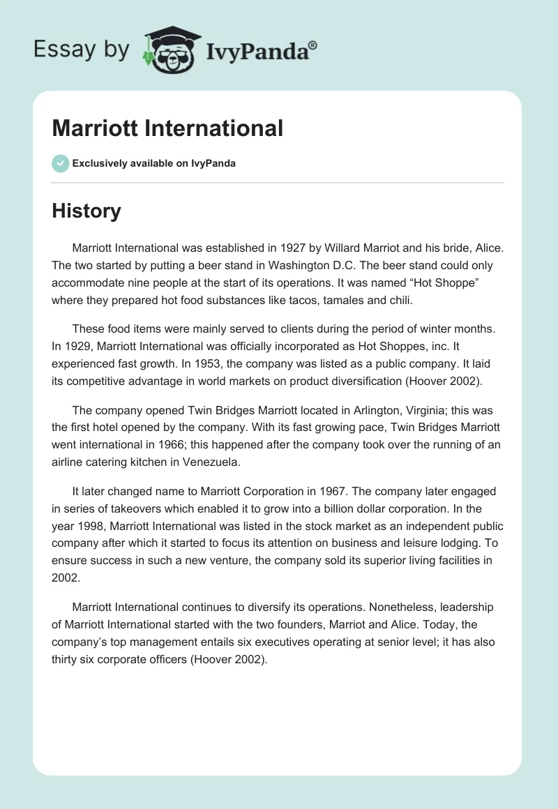 Marriott International. Page 1