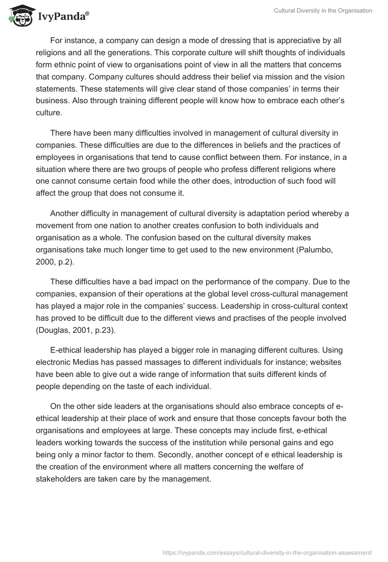 Cultural Diversity in the Organisation. Page 2