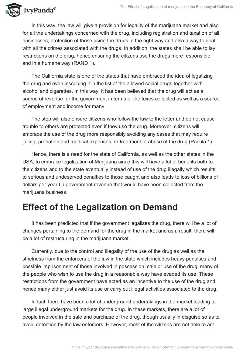 The Effect of Legalization of marijuana in the Economy of California. Page 2