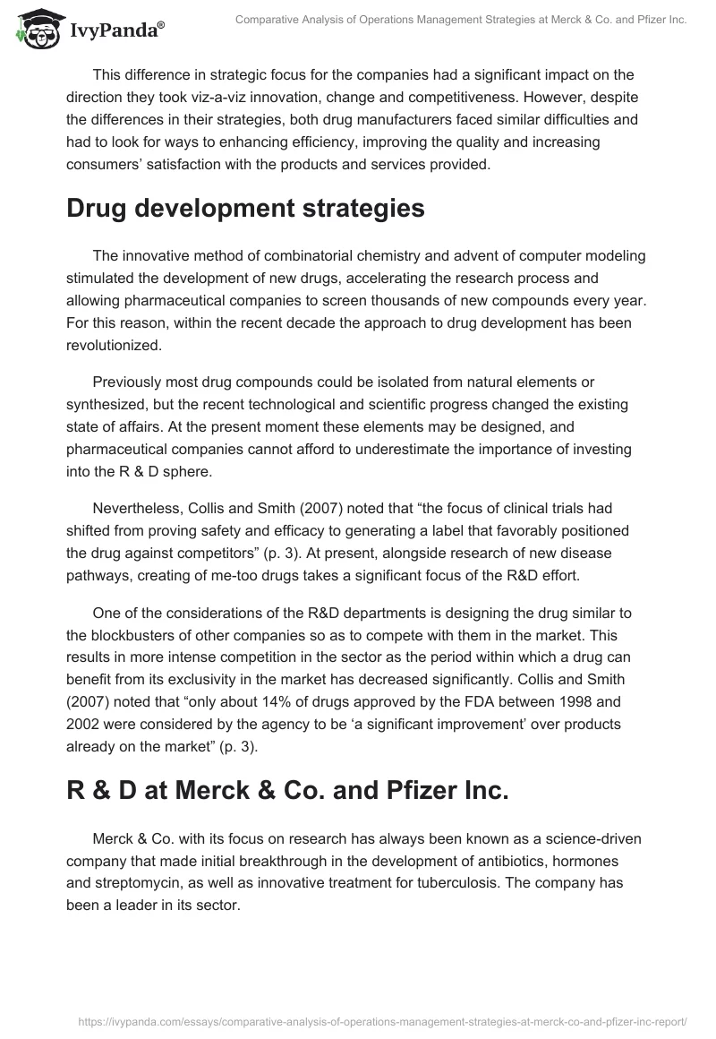 Comparative Analysis of Operations Management Strategies at Merck & Co. and Pfizer Inc.. Page 3