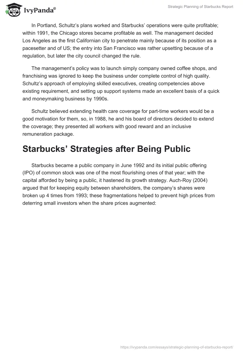 Strategic Planning of Starbucks Report. Page 3